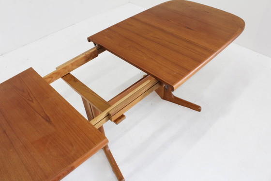 Image 1 of Vintage Danish oval extendable dining table teak by Johs. Kristoffersen & Son