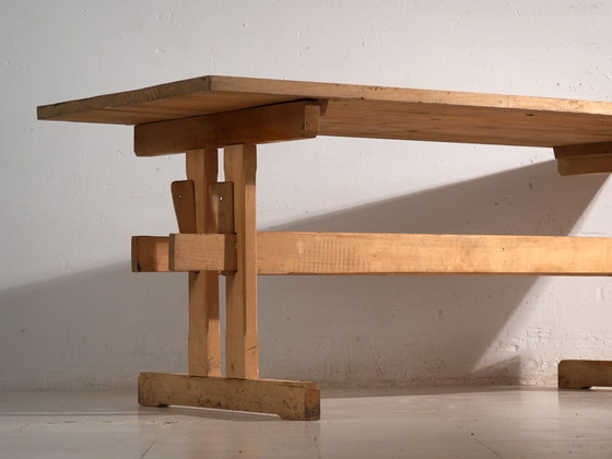 Antieke grenen kloostertafel, Centraal-Europa, circa 1900, Eettafels, Hout, Rustic (foto 4 van 11)