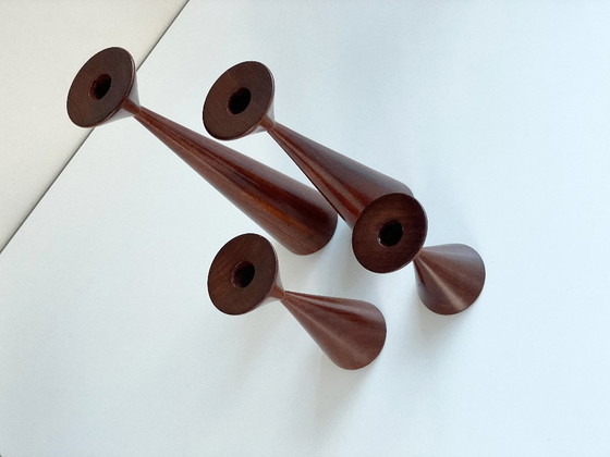 Image 1 of 4x PORTACANDELE in palissandro danese vintage design di metà secolo