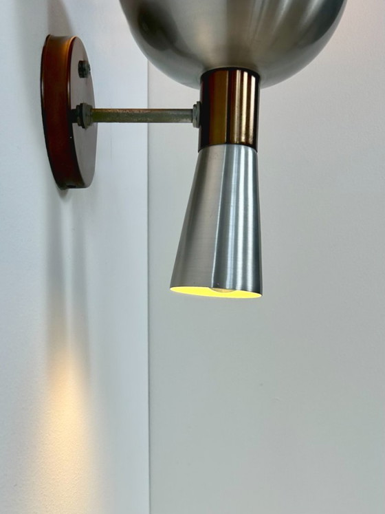 Image 1 of Applique da parete vintage in metallo spazzolato e rame, Paesi Bassi, 1960