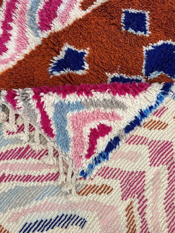 Image 1 of Kleurrijk Marokkaans Mrirt Wollen Vloerkleed 230x260 cm - Handgeweven Berber Tapijt, Levendig Geometrisch Boho Decor