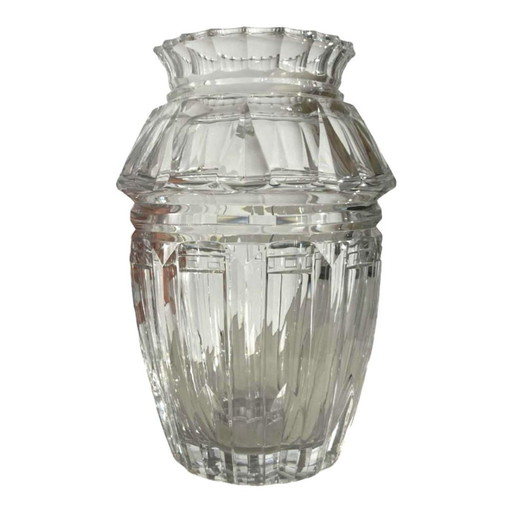 Vase Art Déco en cristal taillé par Joseph Simon pour Val Saint Lambert, années 1920