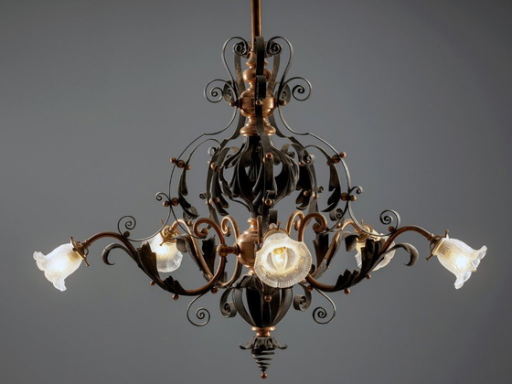 Image 1 of Lampadario in ferro vintage, anni '10