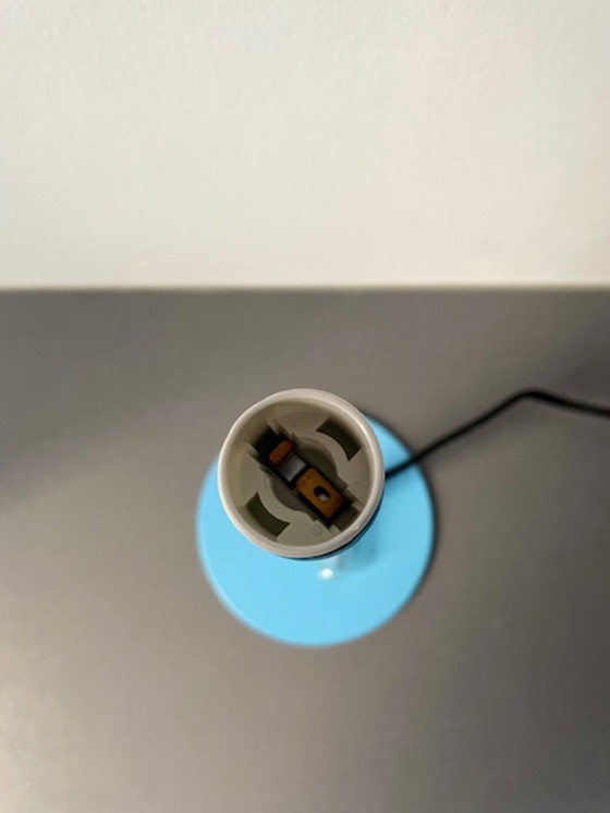 Image 1 of Modern light blue table lamp with dome shade