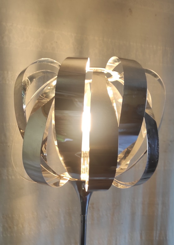Image 1 of XL Chrome Metal Table Lamp by Seylumiere - 1970s/80s