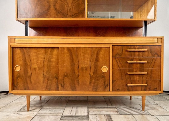 Image 1 of Crédence vintage avec table coulissante, années 1960, Tchécoslovaquie