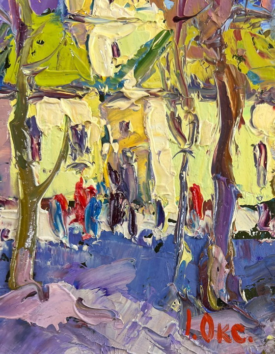 Image 1 of Original Oil Painting Day Church Landscape Spring in every breath