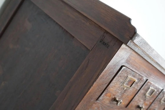 Image 1 of Großer französischer Notar-Apothekerschrank / Aktenschrank aus Eiche, 1920er/30er Jahre