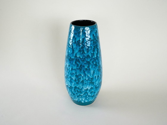 Image 1 of Blue ceramic vase, German design, 1960s, made in Germany
