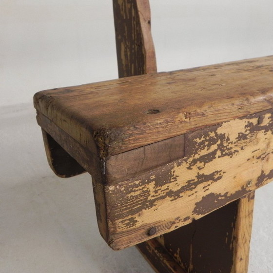 Image 1 of Grenen bank met rugleuning, 2,5 meter lang, jaren 50