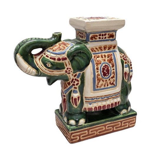 Image 1 of Green vintage elephant statue