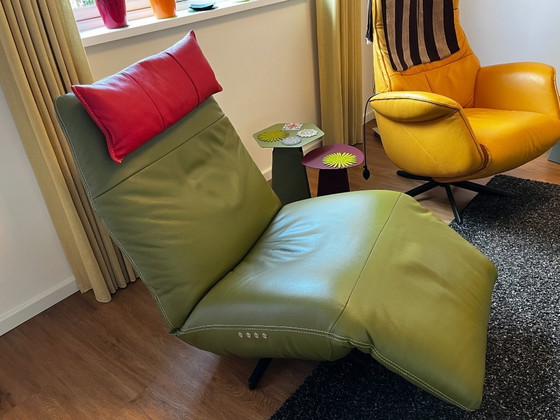Image 1 of Luxury Thomas Electric Recliner Chair - Apple Green Toledo Leather, Dual Motor, Headrest & Lumbar Support - Like New