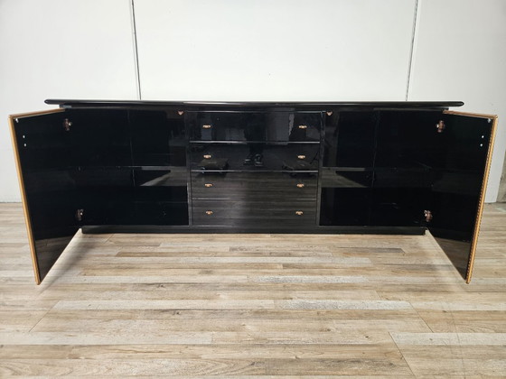 1970er Pierre Cardin Buffetschrank aus schwarz lackiertem Holz – Buffetschränke, Wood, Klassiek (photo 16 of 32)
