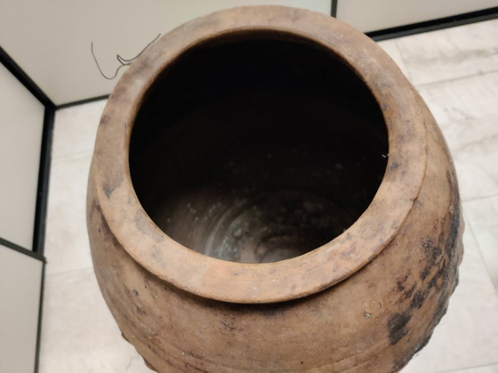 Image 1 of Large antique terracotta pot with a red tint