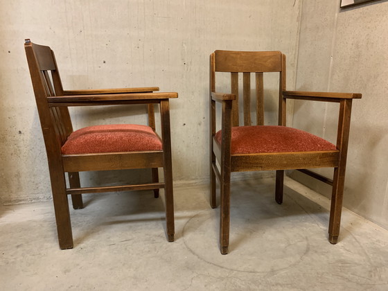 Image 1 of Ensemble de 2 chaises de l'école d'Amsterdam / Art Deco.