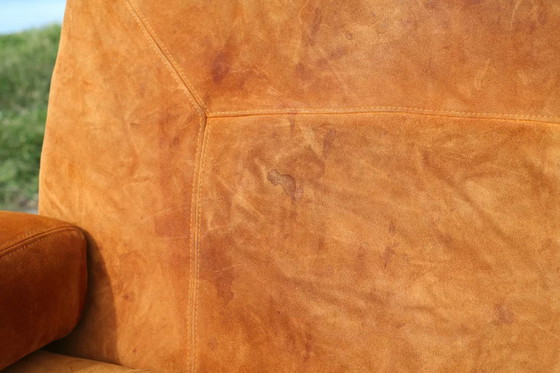 Image 1 of Canapé Orange Cuir Suédé et Acier
