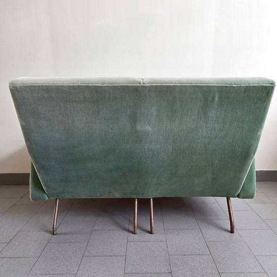 Image 1 of 1950s Vintage Two-Seat Velvet Sofa by Louis Paolozzi for ZOL 50s
