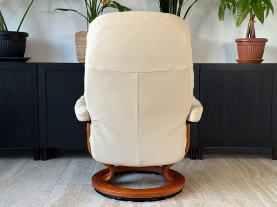 Image 1 of Stressless by Ekornes relaxfauteuil met voetenbank, echt leer, crème, maat M