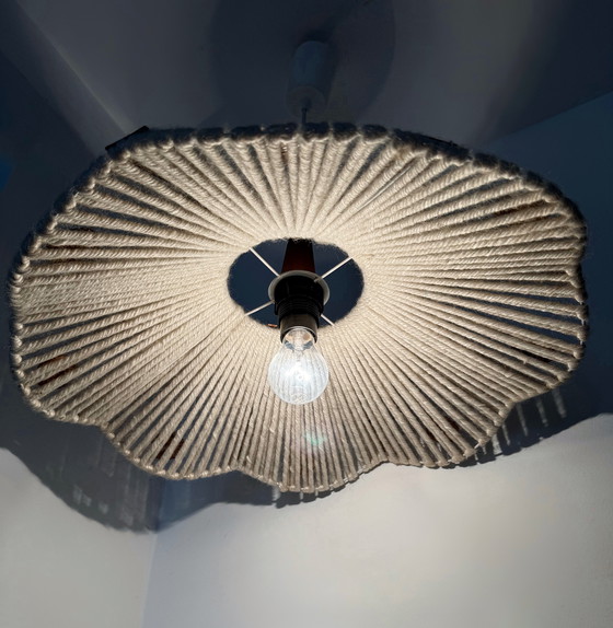 Image 1 of Scandinavian wool and teak chandelier from the 60s