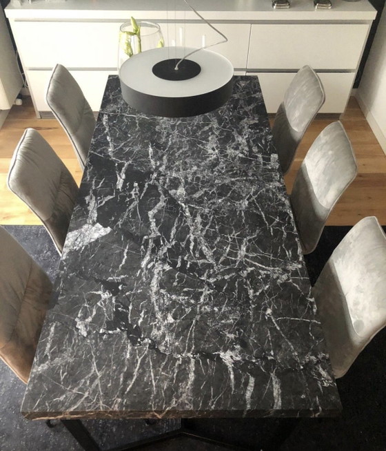 Luxury Marble Dining Table Celio Grigio Carnico Marble (photo 5 of 5)