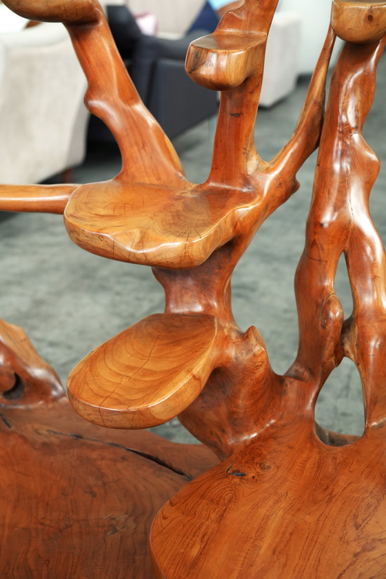 Image 1 of Fioriera e piedistallo rustici moderni Adirondack – Arte in legno organico con 3 ripiani