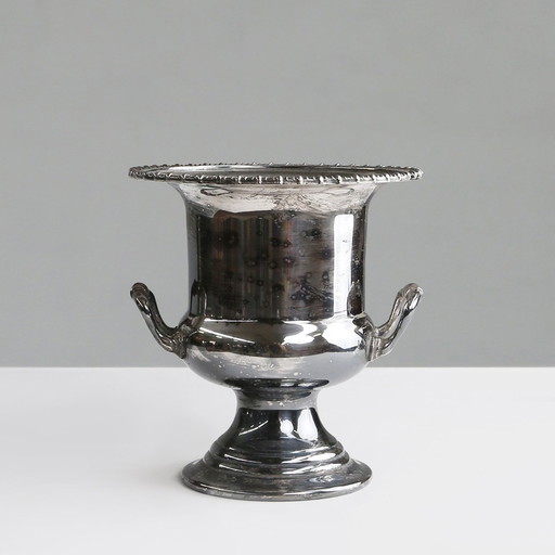 Art Deco Silver Plated Brass Ice Bucket, France 1900s