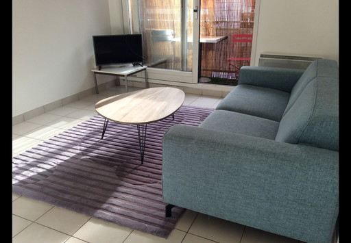 Canapé Trois Places Tissu Bleu 214/58/82 Cms