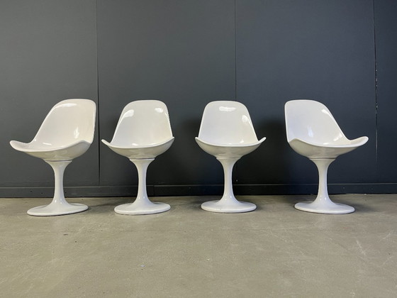 Image 1 of Vintage glasvezel tulpvormige eetkamerstoelen, set van 4 - jaren 60
