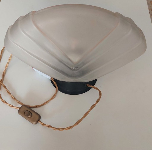 Italiaanse tafellamp van Murano-glas in art-decostijl, schelpvormig, van Mazzega