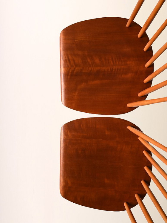 Image 1 of Coppia di sedie scandinave, faggio e mogano