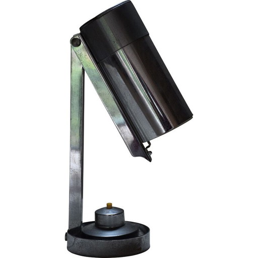 Lámpara modernista vintage de metal cromado de Jean Boris Lacroix, 1930