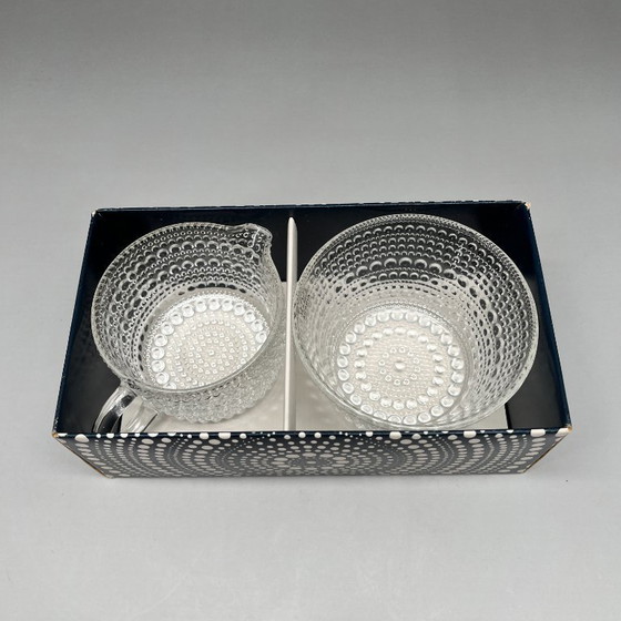 Image 1 of Arabia Nuutajärvi Kastehelmi Set zucchero e panna – Oiva Toikka – Finlandia – Scatola originale