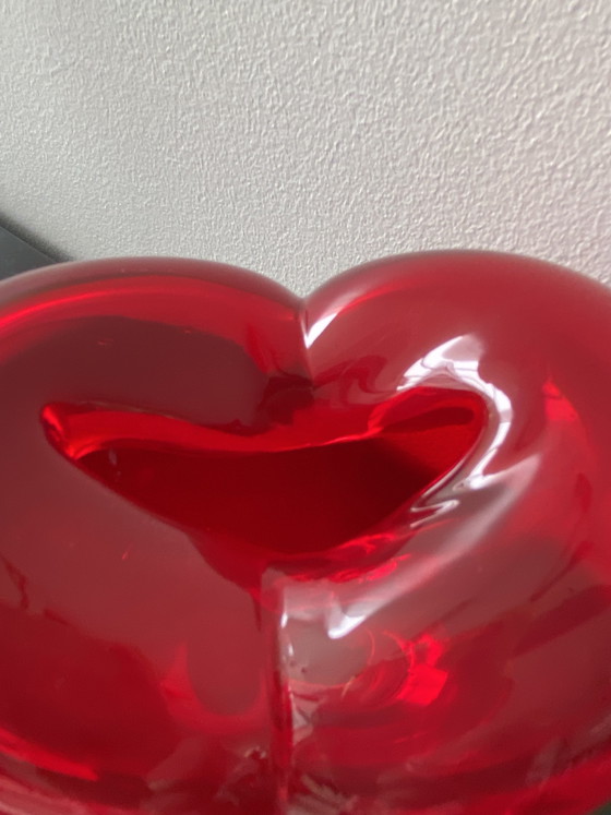 Image 1 of Vintage Murano Red Heart Vase attributed to Salviati Cuoricino Model