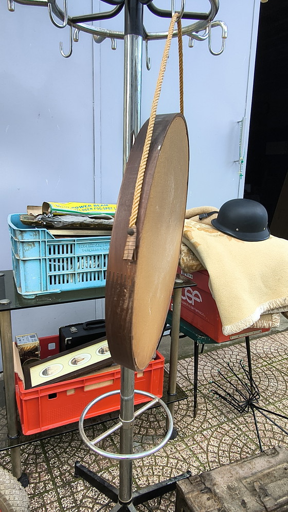 Image 1 of Runder Teakholzspiegel aus den 1960er Jahren im skandinavischen Stil