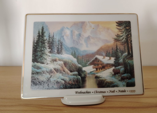 Brad Editions: Manfred Herzog-Gerber Kerstmis Christmas Noel Natale 1999, Vintage Porseleinen Verzamelbord om neer te zetten