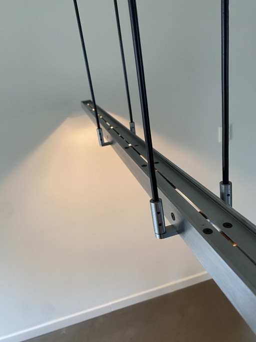Tiso Tender pendant lamp by Anta, the original, with halogen bulbs for warm light. 165 cm long.