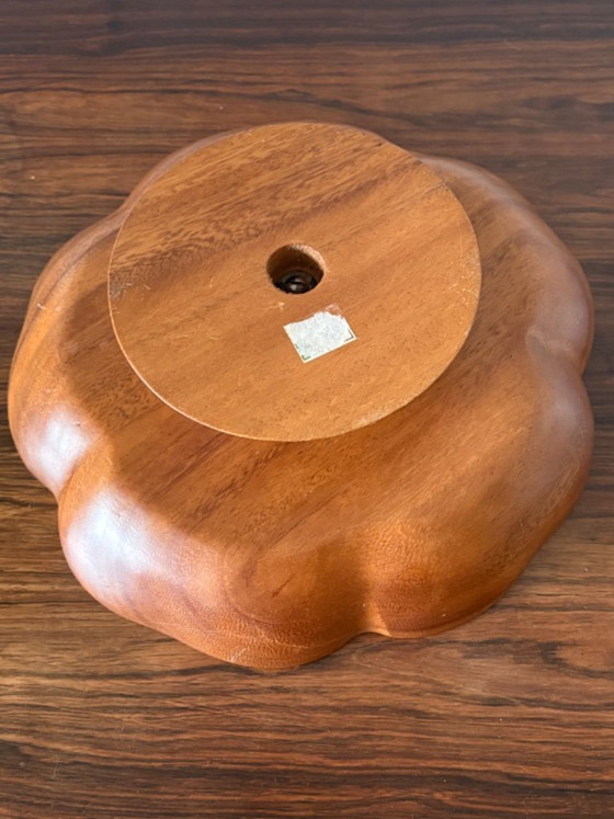 Image 1 of Vassoio da portata vintage in teak, con 5 scomparti e base girevole (Lazy Susan).