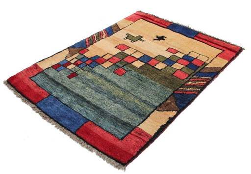 Original Persian carpet Gabbeh Ghashghai oriental carpet 154 cm x 112 cm old natural