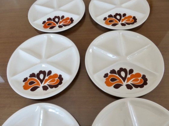 Image 1 of Le Creuset, France, set of 6 compartmentalized plates, 1970, vintage