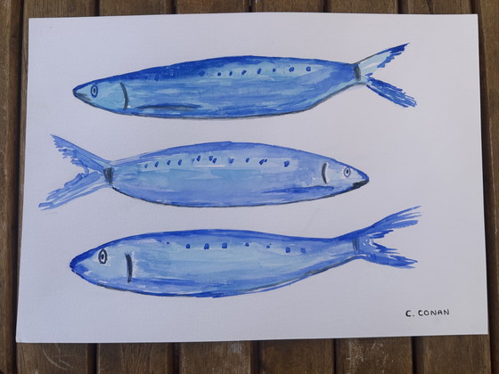 Image 1 of Watercolor Mackerel