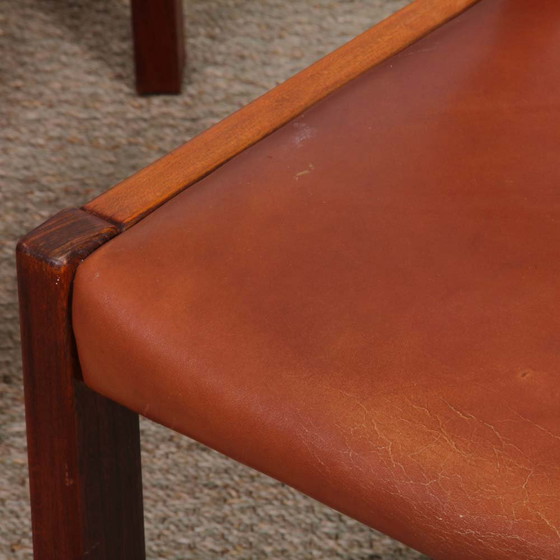 Image 1 of Suite of 4 solid elm chairs published by Self, 1970