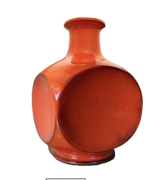 Image 1 of Ensemble de lampes de table en céramique orange par Cari Zalloni, Italie, années 1970