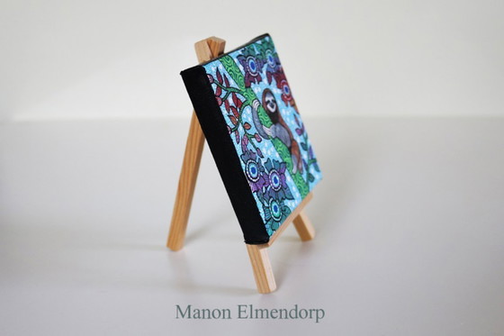Image 1 of Unique Hand-Painted Small Painting with Sloth Donkey
