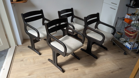 Image 1 of Set van 4 Farstrup Møbler Space Age Deense eetkamerstoelen uit de jaren 60