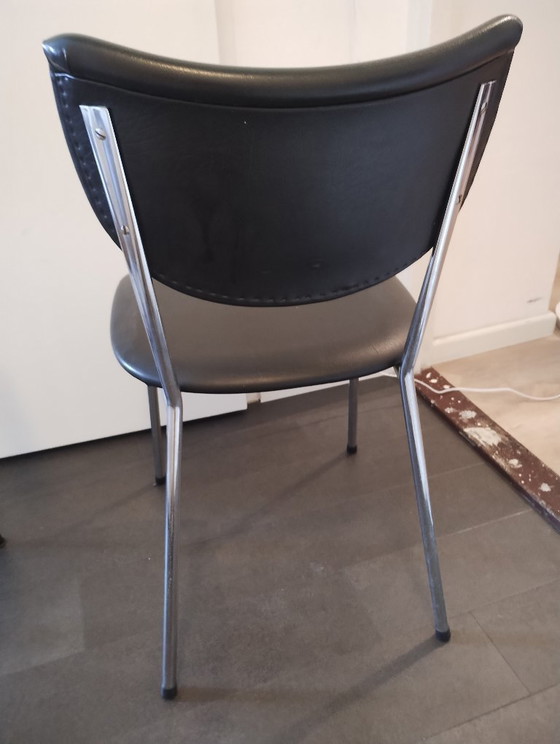 Vintage De Wit (desk) chair, chrome frame, black upholstery – Office chairs, Metal (photo 3 of 5)