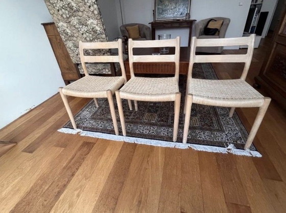 Image 1 of 6 Stühle aus Papierkordel, dänisches Design, J.L. Møllers Modell 84