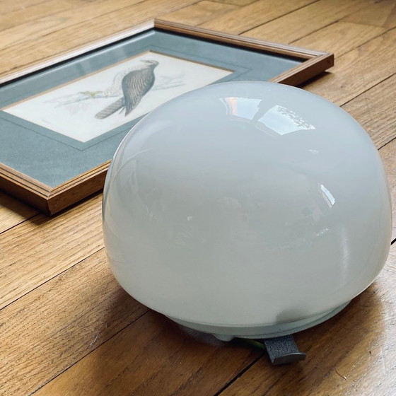 Image 1 of Small semi-spherical half-moon wall or ceiling light, 14 cm, white opaline glass