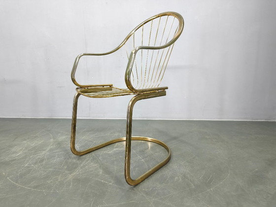 Image 1 of Set of 5 Gastone Rinaldi Brass Dining Chairs for Rima, Italy 1970s