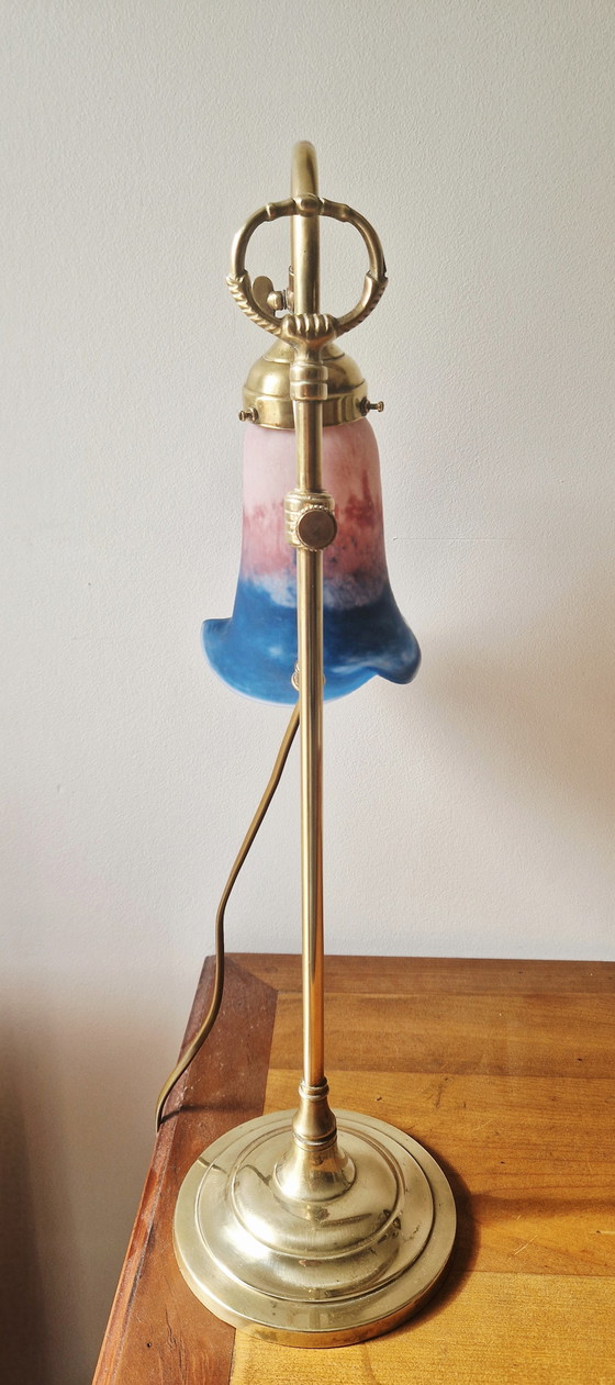 Image 1 of Art Nouveau stijl lamp- Messing en glaspasta- 1920's