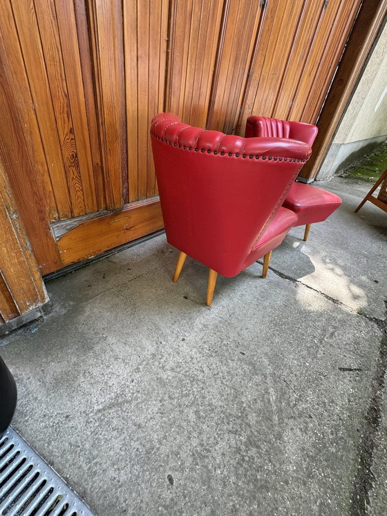 Set of Mid-Century Sky Red Cocktail Chairs, 1950s – Armchairs, Mid Century Modern (photo 6 of 7)